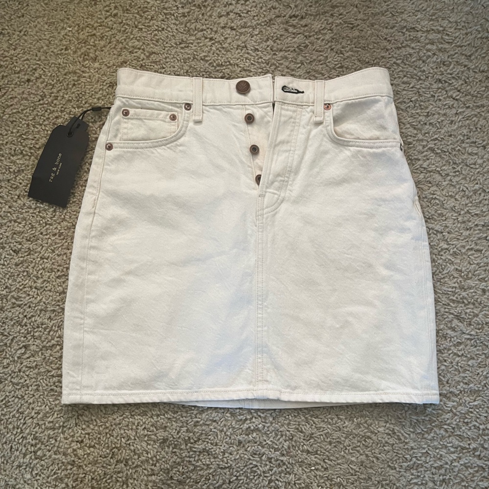Rag and Bone high rise white denim mini skirt